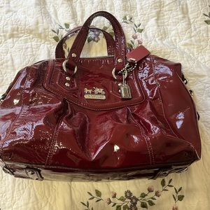 Coach bag glassy dark cherry red No. E1193-14322W medium. good condition